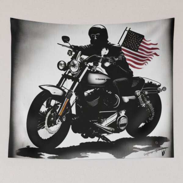 Item preview, Harley Davidson American Flag Dark Comic Art  designed and sold by NoHeroesForSale.