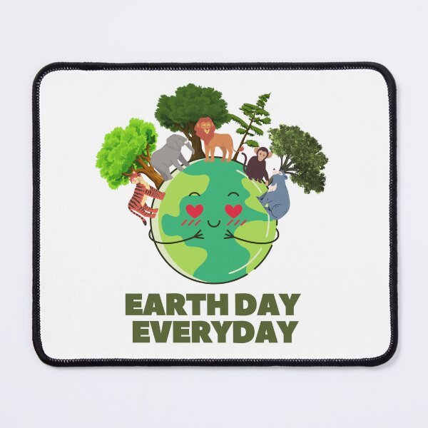 Item preview, "Earth Day Everyday" Cute Earth and Animal Graphic Design designed and sold by DigitalByEb.