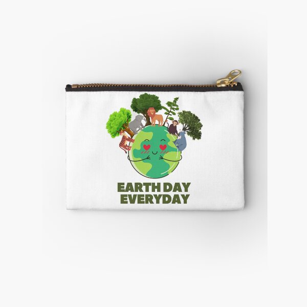 Item preview, "Earth Day Everyday" Cute Earth and Animal Graphic Design designed and sold by DigitalByEb.