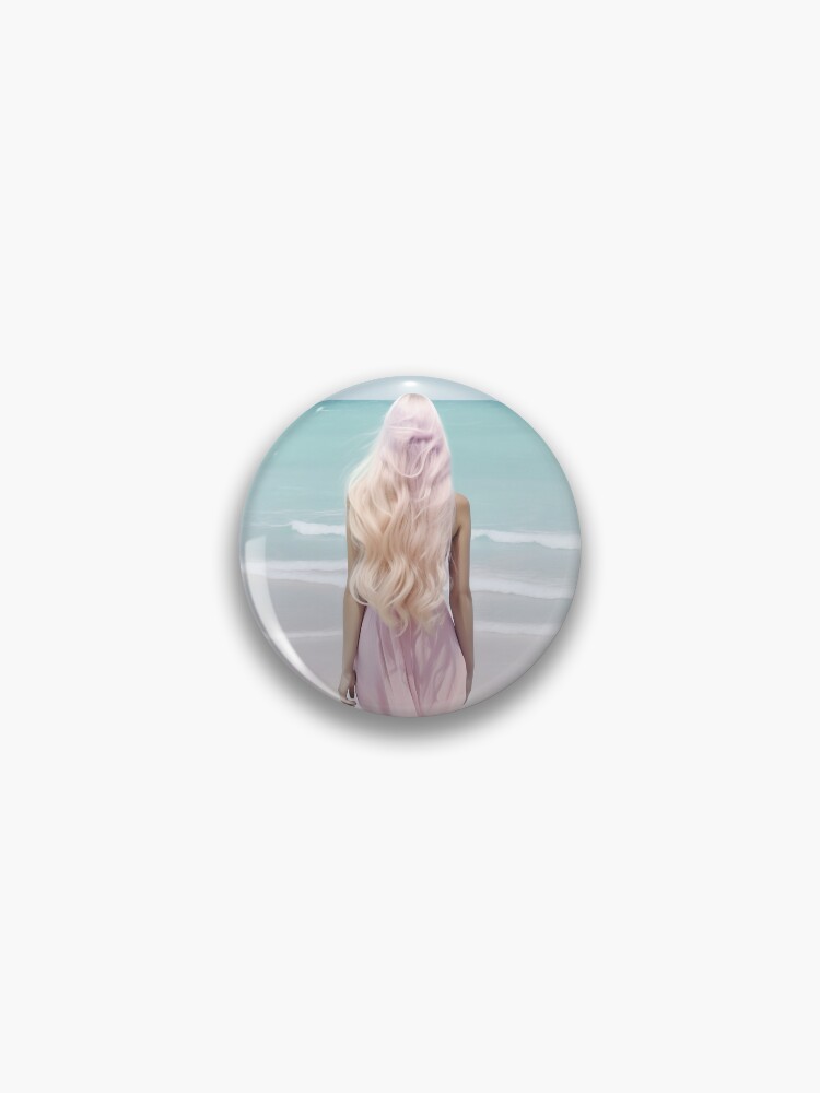 Thumbnail 1 of 3, Pin, Woman on the beach designed and sold by alicemonbercomp.