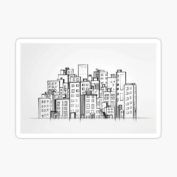 Item preview, Line Ink Drawing Of City Scape designed and sold by mind-melt-er.