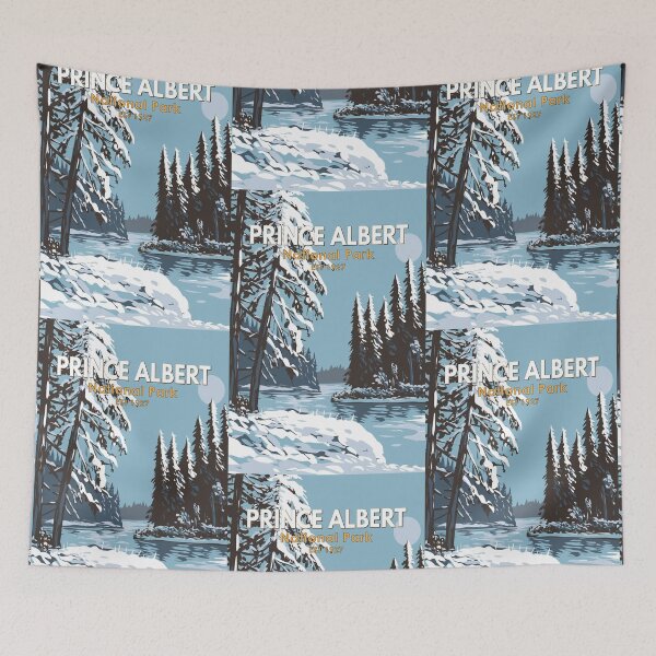 Item preview, Prince Albert National Park Canada Winter Travel Art Vintage designed and sold by KrisSidDesigns.