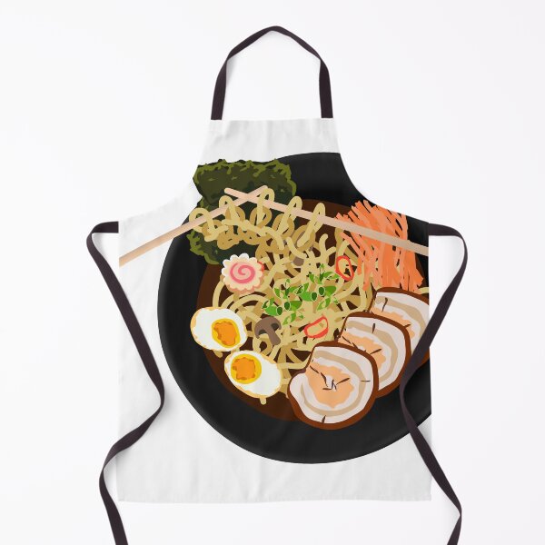 Item preview, asian soup Ramen and knitted noodle pattern with chopsticks. Granny's tasty homemade food concept designed and sold by Familyshmot.