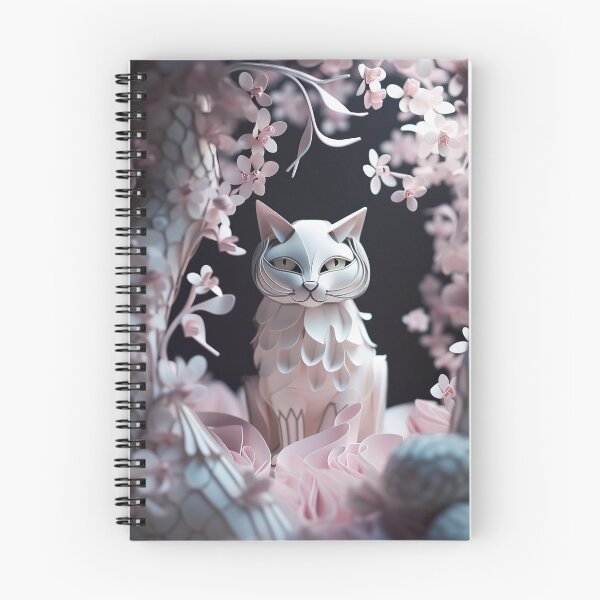 Item preview, Beautiful Origami Cat in Cherry Blossom - Ethereal Beauty of Traditional Paper Folding Art Displayed in this Exquisite Origmai Cat - very high resolution designed and sold by CloudofKnowing.