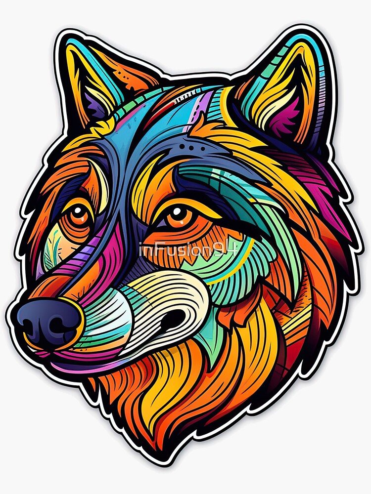 Wolf Sticker #135 for Teens Boy Girls Kids  Cartoon Stickers for Laptop  Computer Phone Tablet Luggage Flasks Water Bottle Bike Car Notebook  Scrapbook , Cool Animals Decals Wolf Sticker for Sale