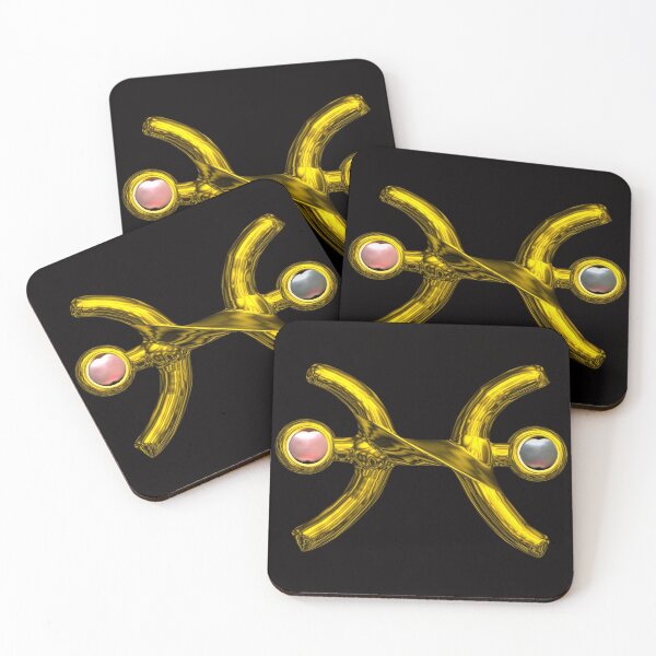 Item preview, PISCES,Gold Zodiac Birthday Jewel  with Pearls in Black designed and sold by BulganLumini.