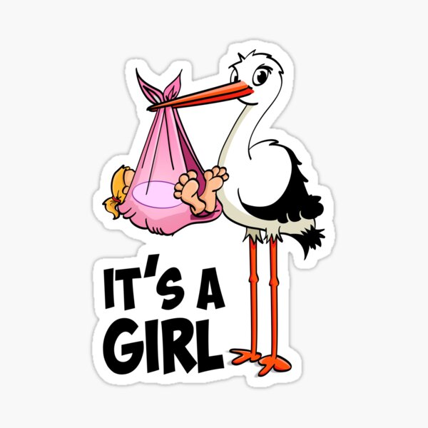 It’s a girl “The pink stork and the baby girl” Sticker
