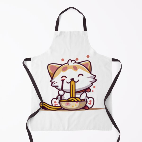 Item preview, Cat Enjoying Spaghetty from a Bowl with a Chopstick in Paw designed and sold by HanaiPrint.