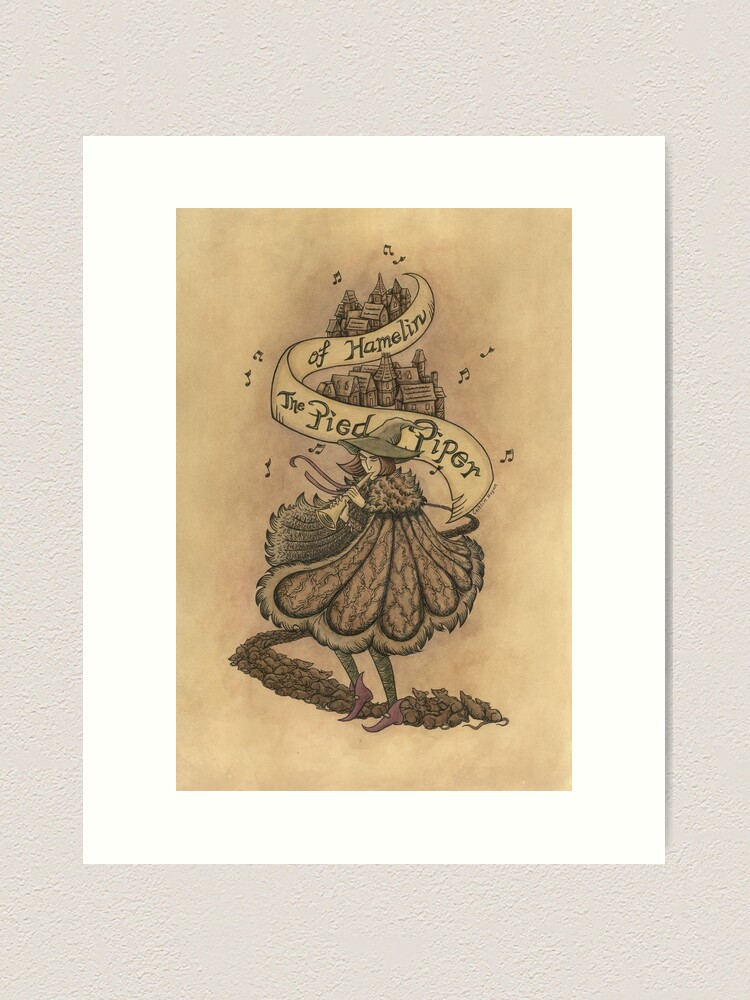 Thumbnail 2 of 3, Art Print, The Pied Piper Plays designed and sold by cait-makes.