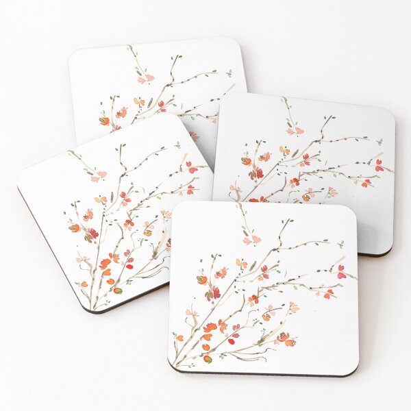 Item preview, Quince - Watercolor Orange Flowers designed and sold by PinkBathtubArt.