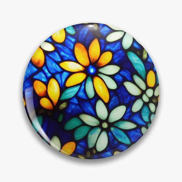 Item preview, Photo Realistic Stained Glass Blue and Orange Flowers, Seamless Digital Art designed and sold by aphelionrhode.