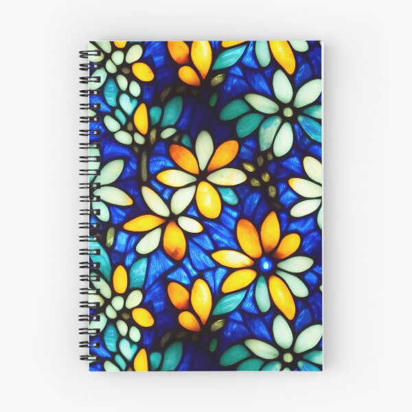 Item preview, Photo Realistic Stained Glass Blue and Orange Flowers, Seamless Digital Art designed and sold by aphelionrhode.