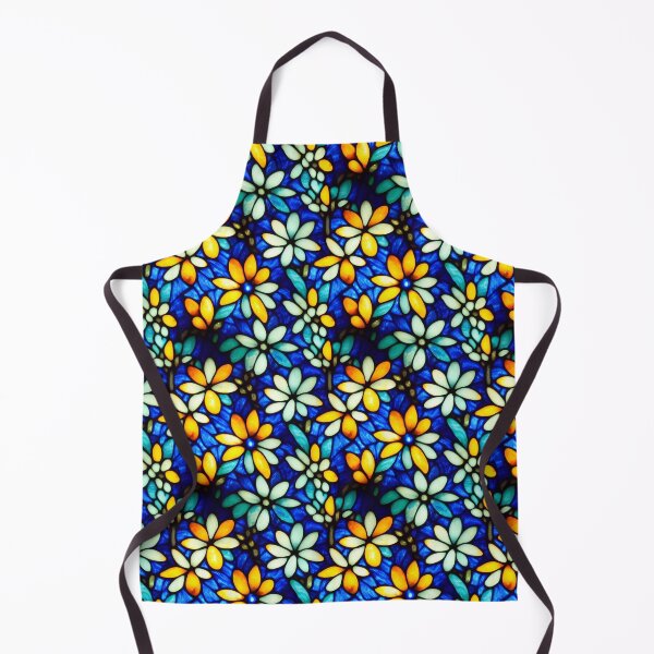 Item preview, Photo Realistic Stained Glass Blue and Orange Flowers, Seamless Digital Art designed and sold by aphelionrhode.