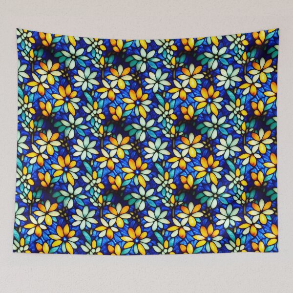 Item preview, Photo Realistic Stained Glass Blue and Orange Flowers, Seamless Digital Art designed and sold by aphelionrhode.