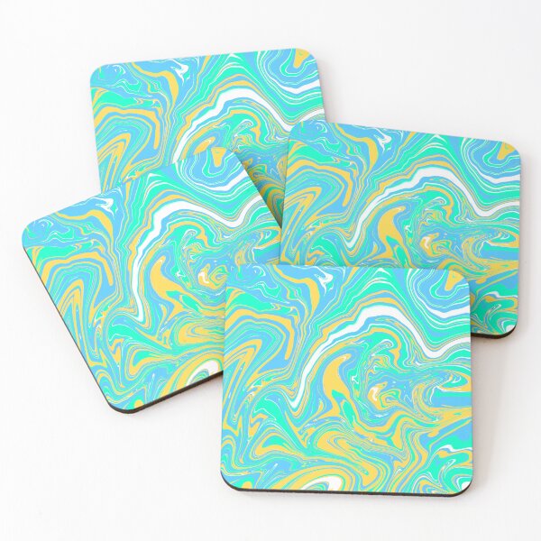 Item preview, Summer Aqua Blue Yellow Wavy Marble Abstract Pattern designed and sold by AbstractGlories.
