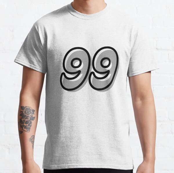 #99 White Outline Number 99 Sports Fan Jersey Game Day Premium T-Shirt
