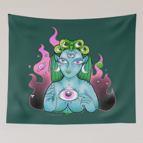 Item preview, Trippy Blue Alien Space Lady  designed and sold by Geedenka.