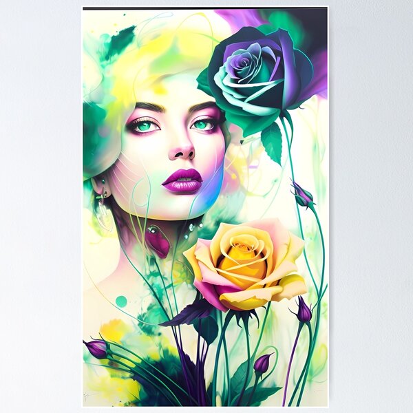 Item preview, Young lady with roses designed and sold by NanaB-Art.