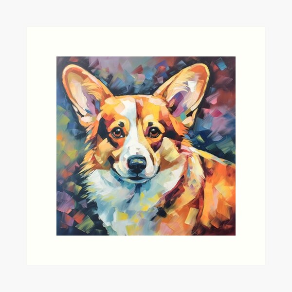 Welsh corgi puppy. Stylized watercolour digital illustration of a