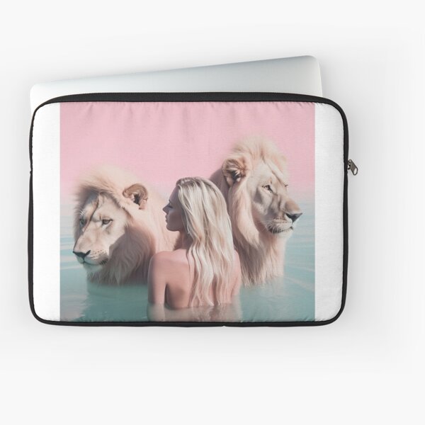 Woman swimming with lions Laptop Sleeve