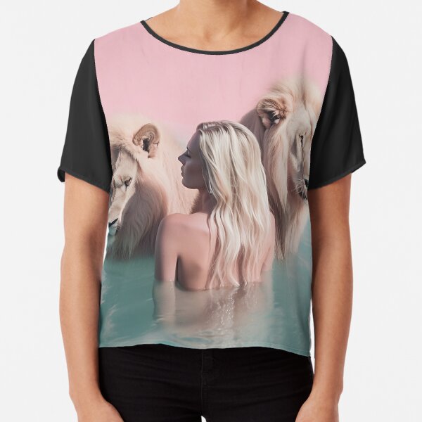 Woman swimming with lions Chiffon Top