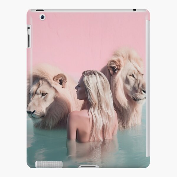 Woman swimming with lions iPad Snap Case