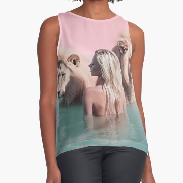 Woman swimming with lions Sleeveless Top