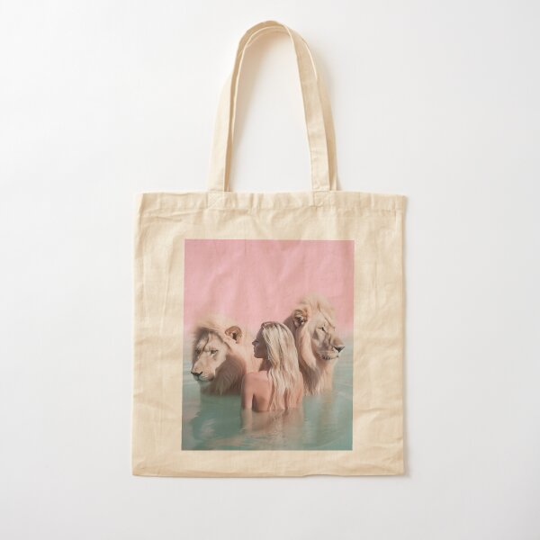 Woman swimming with lions Cotton Tote Bag