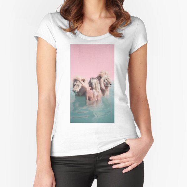 Woman swimming with lions Fitted Scoop T-Shirt