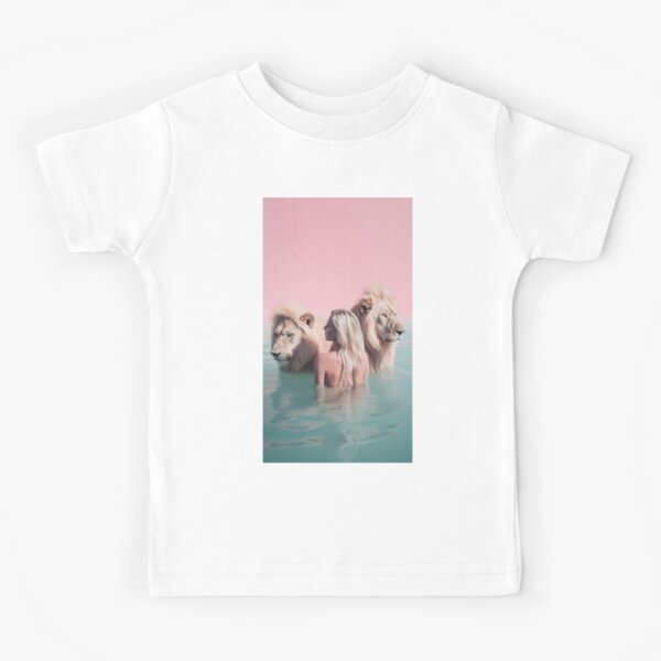 Woman swimming with lions Kids T-Shirt