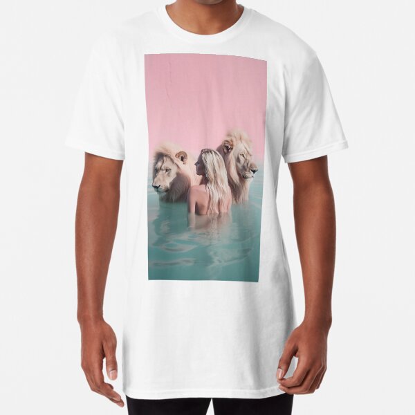 Woman swimming with lions Long T-Shirt