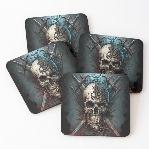 Item preview, rock skull with swords designed and sold by carpenterblaise.