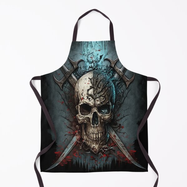 Item preview, rock skull with swords designed and sold by carpenterblaise.