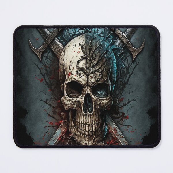 Item preview, rock skull with swords designed and sold by carpenterblaise.