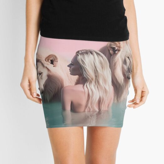 Woman swimming with lions Mini Skirt