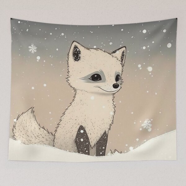 Item preview, Arctic Fox Cub in the Snow - Cute and Fun Design designed and sold by madtoyman.