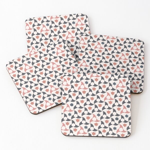 Item preview, Mosaic of the Alhambra in charcoal and pink colors on an ecru background designed and sold by cezidesign.