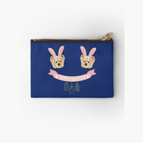 Item preview, Pomeranian Dog Head with Bunny Ears, Happy Easter Sign and Hanging Eggs designed and sold by SeasonalDogs.