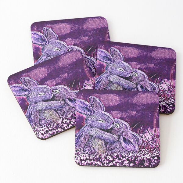 Item preview, Cute Hugging Bunny Rabbits in a Field of Flowers designed and sold by madtoyman.