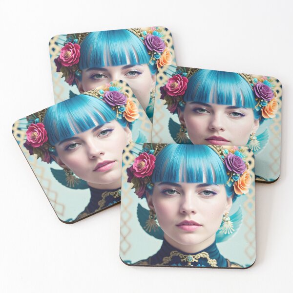 Item preview, Floral girl with blue hair designed and sold by lulu-o-lulu.