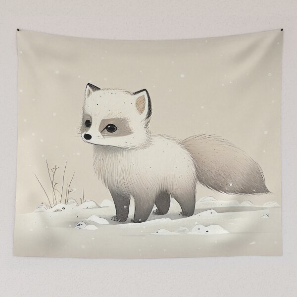 Item preview, Arctic Fox Cub in the Snow - Cute and Fun Design designed and sold by madtoyman.