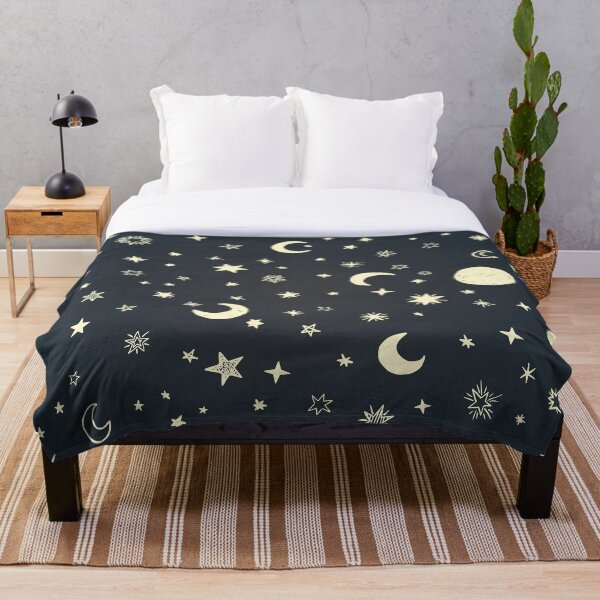 Item preview, moon, star and crescent illustration, hand-painted watercolor stars, seamless pattern with stars and moon designed and sold by SabinArt.