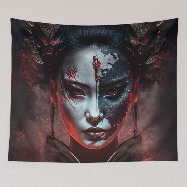 Item preview, Fire demon geisha tenebrism chiaroscuro style designed and sold by RK - Shop.