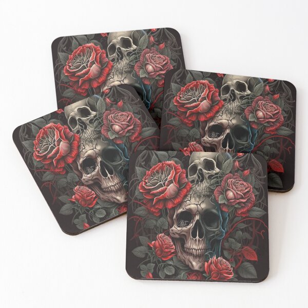 Item preview, red roses and skulls designed and sold by carpenterblaise.