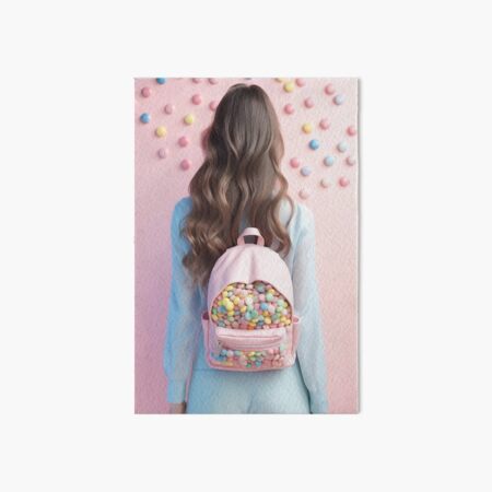 Woman with Candy Backpack Art Board Print