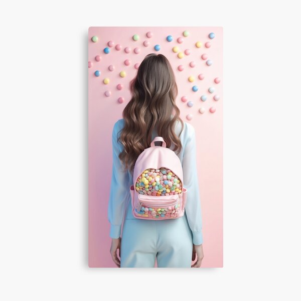 Woman with Candy Backpack Canvas Print