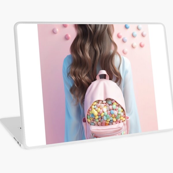 Woman with Candy Backpack Laptop Skin