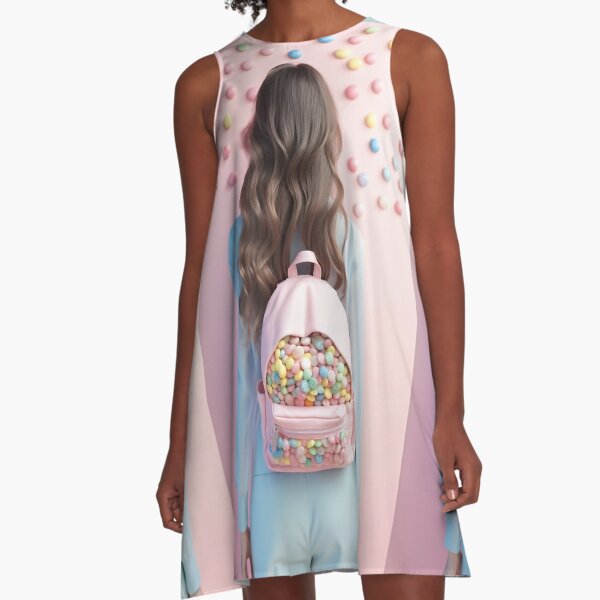 Woman with Candy Backpack A-Line Dress