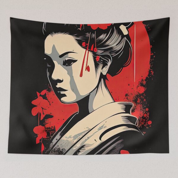 Item preview, Portrait illustration of a Japanese geisha designed and sold by RK - Shop.