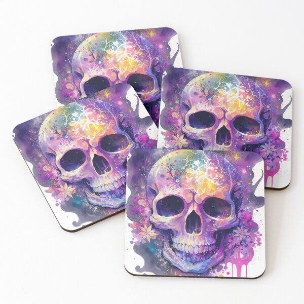 Item preview, Colorful Skull, Floral Pastel Goth Halloween Skull designed and sold by MoonBohemian.